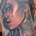 Tattoos - color traidtional girl portrait with roses tattoo, Gary Dunn Art Junkies Tattoo - 78647